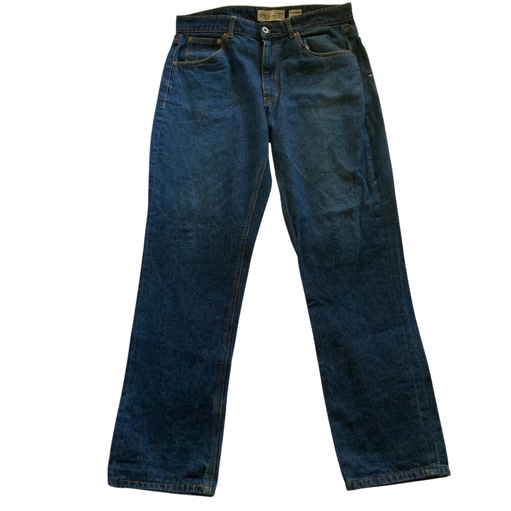 Shaka Wear Jeans Mens 36 x 32 Blue Denim Straight Dark Wash Raw Classic Relaxed